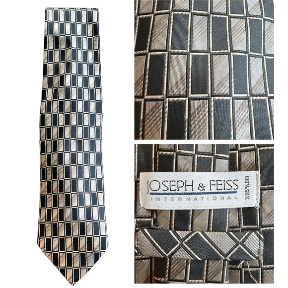 Joseph & Feiss Other - Joseph & Feiss Vintage 100% silk neck tie geometric natural fibers men accessory